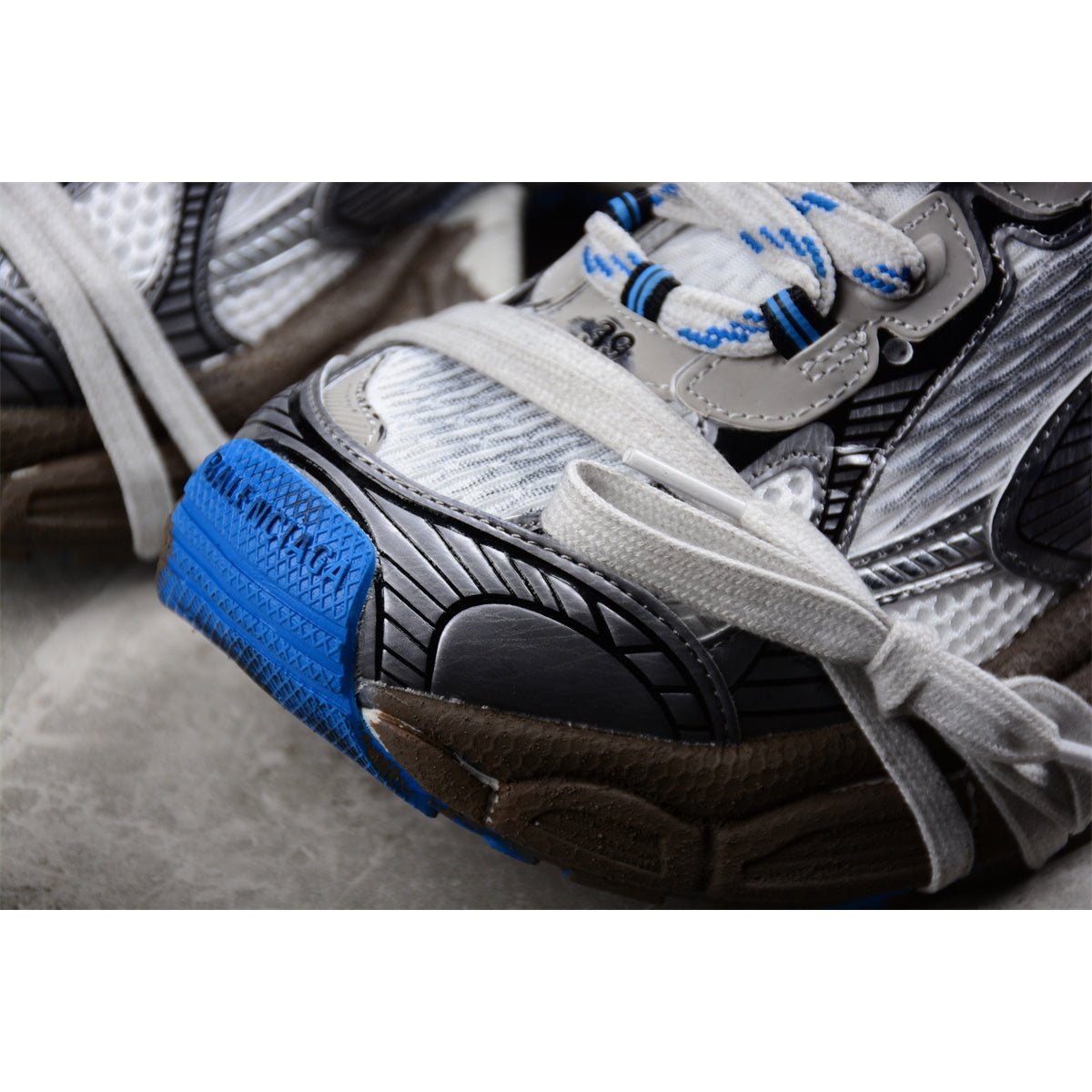 BALENCIAGA 3 - L - Gray Blue-graffiti Sneakers Unisex Streetwear Limited Edition - Introducing the BALENCIAGA 3XL in Gray Blue-Graffiti, a bold fusion of urban art and high