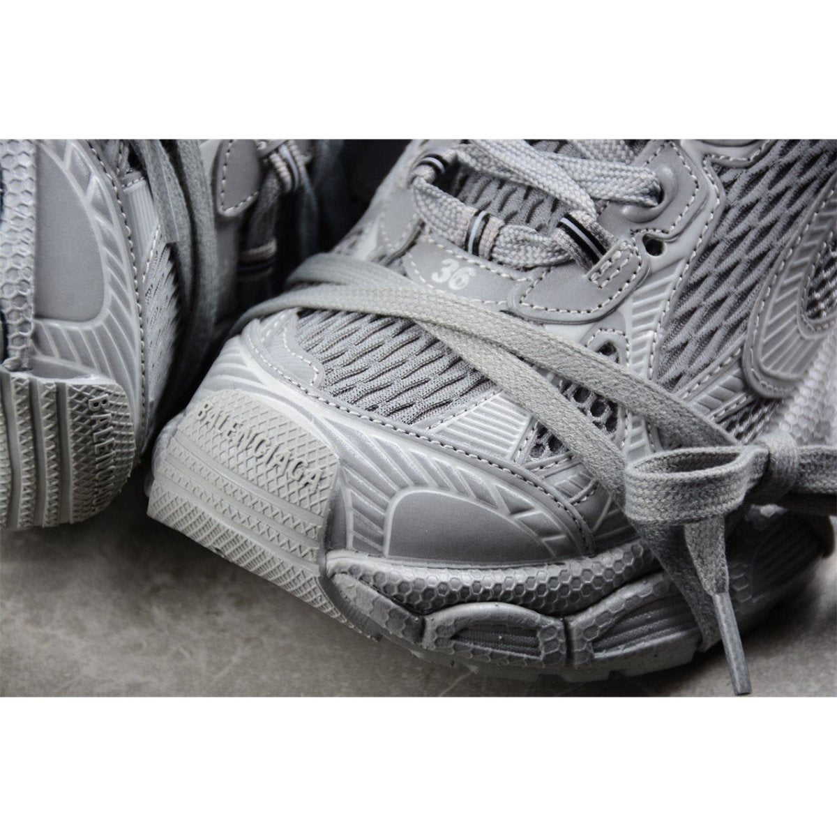 BALENCIAGA 3 - L - Reflective Sneakers - Grey Unisex Streetwear Limited Edition - The Balenciaga 3XL x Reflective Grey sneakers are a captivating addition to any cutting-edge wardrobe,