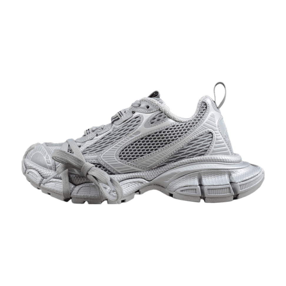 BALENCIAGA 3 - L - Reflective Sneakers - Grey Unisex Streetwear Limited Edition - The Balenciaga 3XL x Reflective Grey sneakers are a captivating addition to any cutting-edge wardrobe,