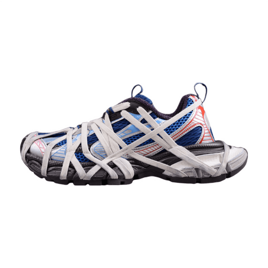 BALENCIAGA 3 - L - Royal Silver Sneakers - Blue Unisex Streetwear Limited Edition - The Balenciaga 3XL x Royal Blue Silver sneakers are a vibrant addition to any fashion-forward