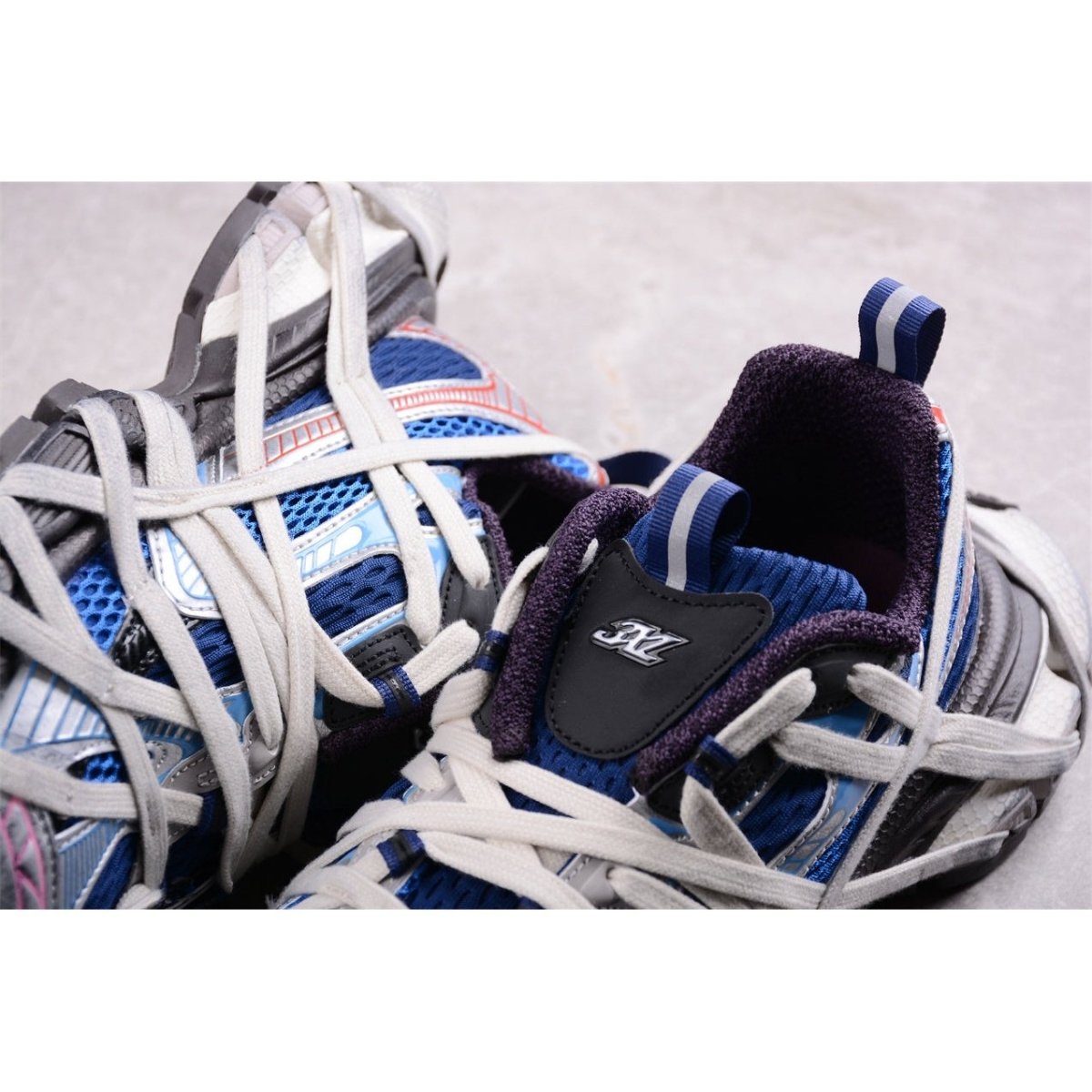 BALENCIAGA 3 - L - Royal Silver Sneakers - Blue Unisex Streetwear Limited Edition - The Balenciaga 3XL x Royal Blue Silver sneakers are a vibrant addition to any fashion-forward