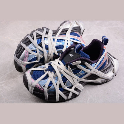 BALENCIAGA 3 - L - Royal Silver Sneakers - Blue Unisex Streetwear Limited Edition - The Balenciaga 3XL x Royal Blue Silver sneakers are a vibrant addition to any fashion-forward