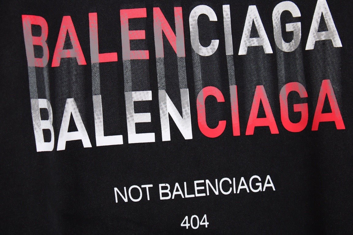 Balenciaga 404 Hoodie - Black Unisex Streetwear Limited Edition - This Balenciaga hoodie features a bold graphic design with the text 'BALENCIAGA' in red and