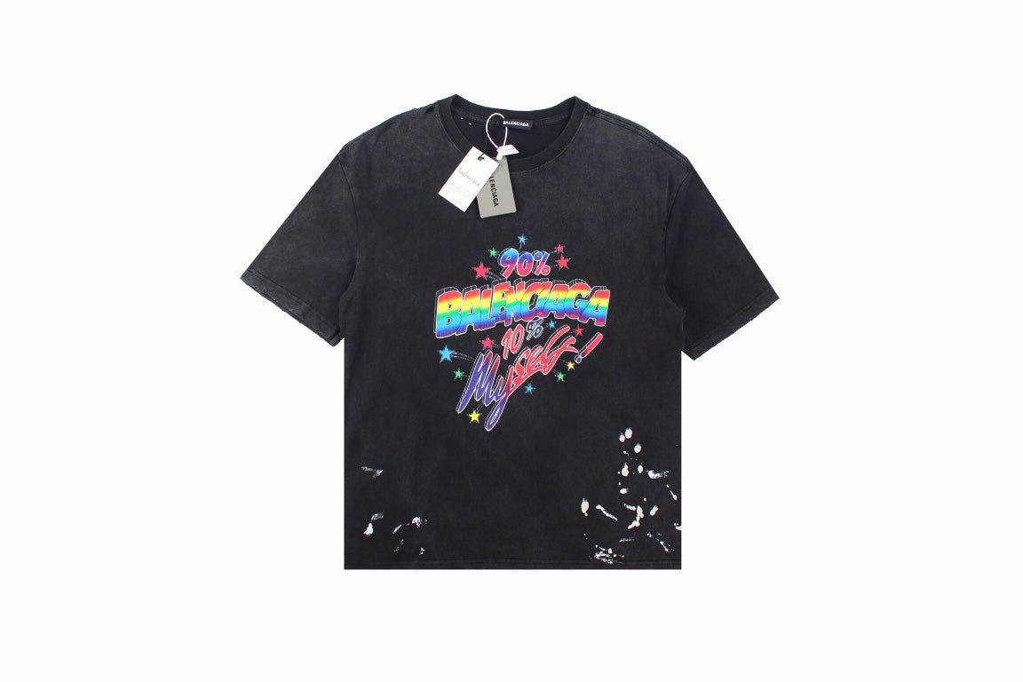 Balenciaga '90s Nostalgia' T-shirt - Black Unisex Streetwear Limited Edition - This black Balenciaga t-shirt brings a burst of '90s nostalgia with its vibrant, neon logo