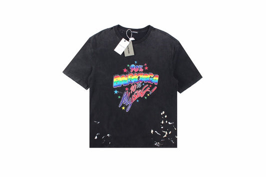 Balenciaga '90s Nostalgia' T-shirt - Black Unisex Streetwear Limited Edition - This black Balenciaga t-shirt brings a burst of '90s nostalgia with its vibrant, neon logo