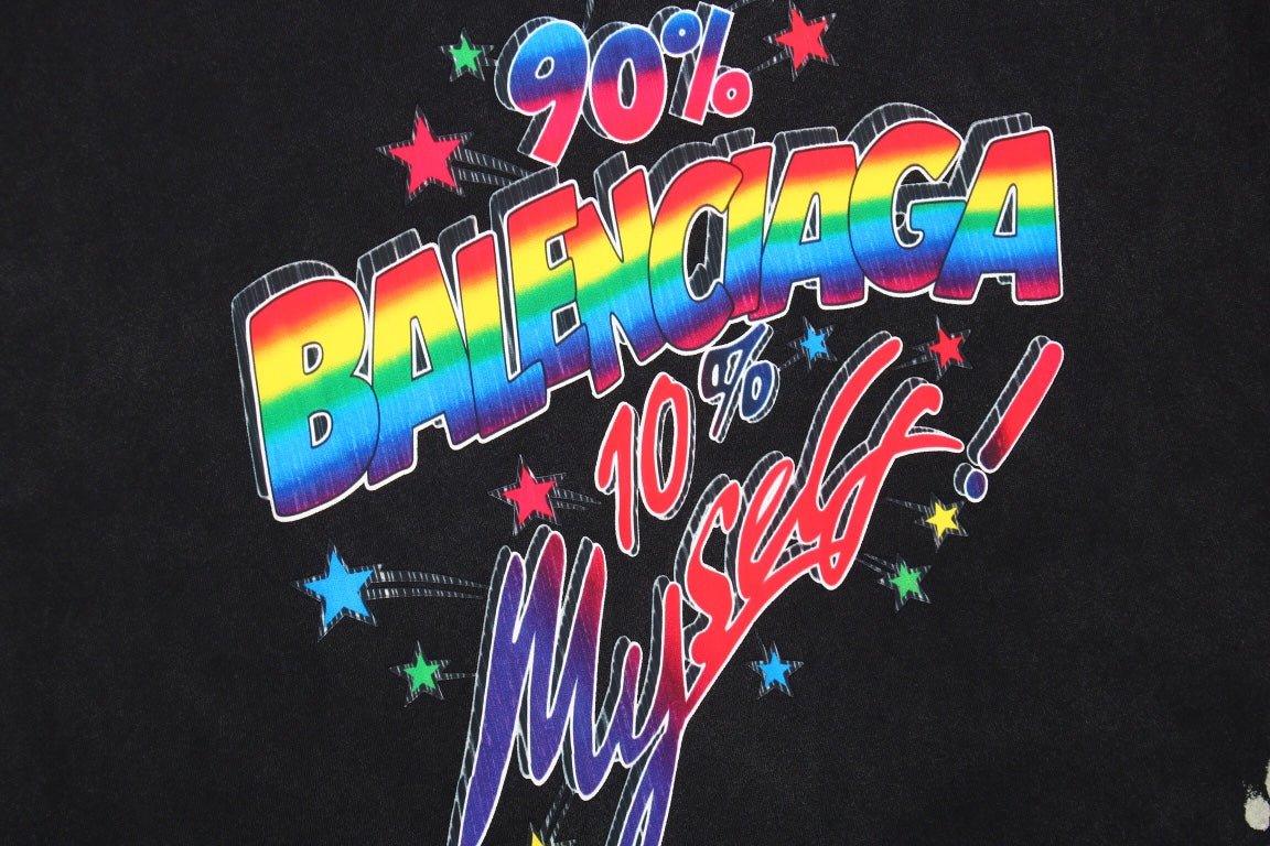 Balenciaga '90s Nostalgia' T-shirt - Black Unisex Streetwear Limited Edition - This black Balenciaga t-shirt brings a burst of '90s nostalgia with its vibrant, neon logo