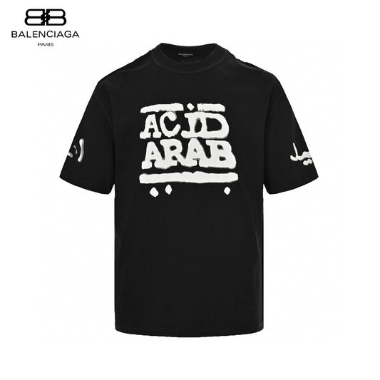 Balenciaga Acid Arab T-shirt - Black Unisex Streetwear Limited Edition - This Balenciaga t-shirt features a bold 'Acid Arab' graphic in white on the front, along