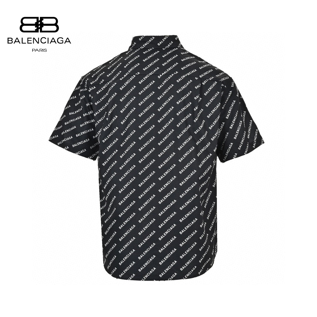 Balenciaga All-over Logo Print Shirt (black) Unisex Streetwear Limited Edition - This black Balenciaga shirt features a striking all-over logo print, offering a bold and modern