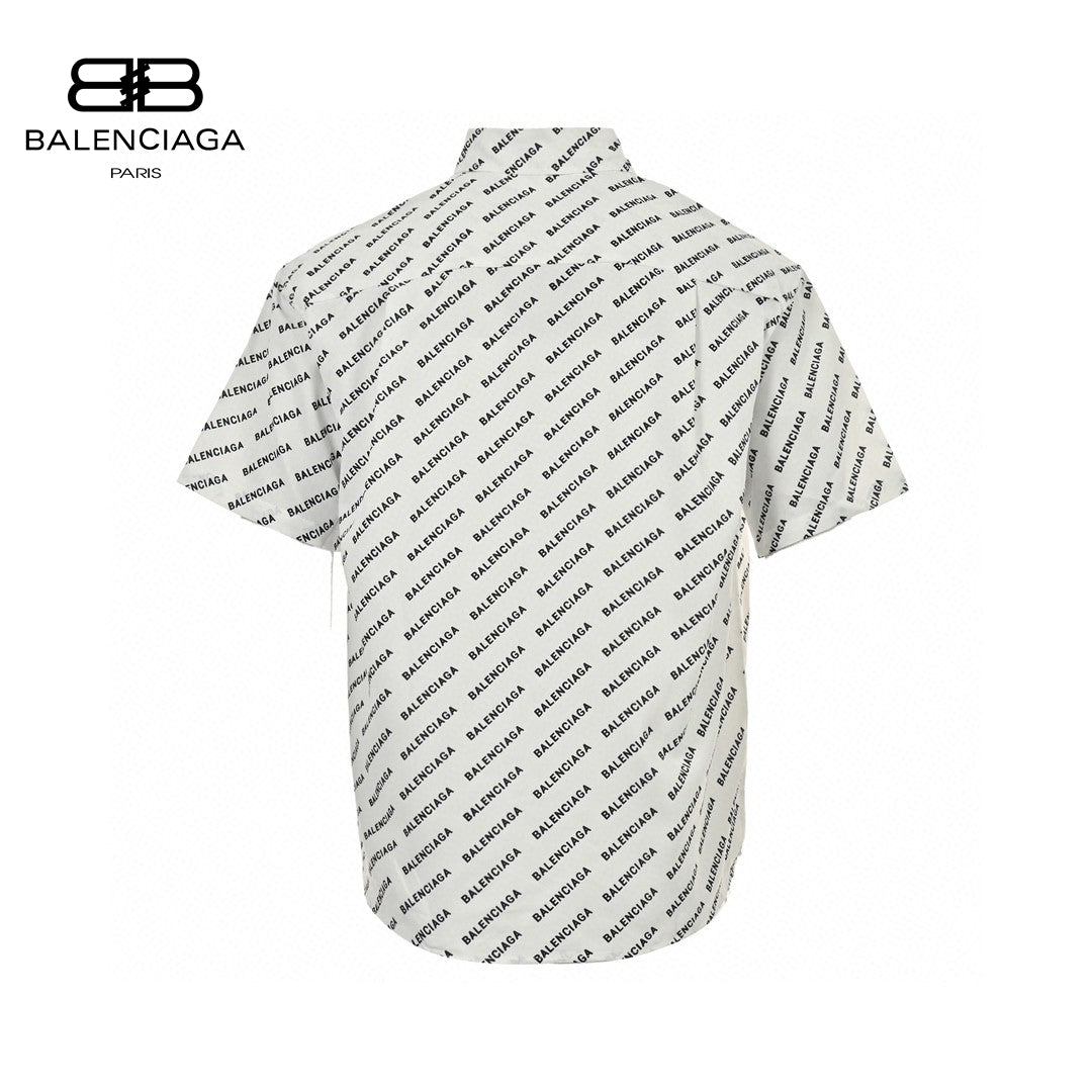 Balenciaga All-over Logo Print Shirt (white) Unisex Streetwear Limited Edition - This white Balenciaga shirt features an all-over logo print, creating a bold and contemporary look.