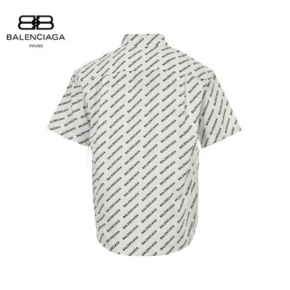 Balenciaga All-over Logo Print Shirt (white) Unisex Streetwear Limited Edition - This white Balenciaga shirt features an all-over logo print, creating a bold and contemporary look.