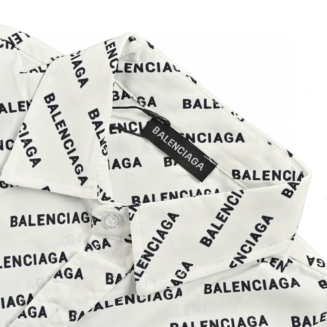 Balenciaga All-over Logo Print Shirt (white) Unisex Streetwear Limited Edition - This white Balenciaga shirt features an all-over logo print, creating a bold and contemporary look.