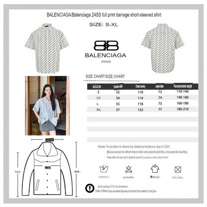 Camisa Balenciaga con estampado integral del logo (blanca)