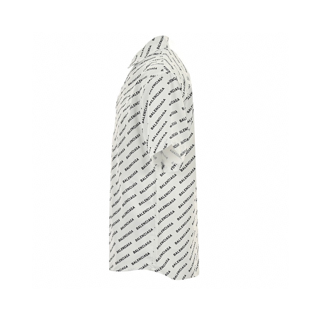 Balenciaga All-over Logo Print Shirt (white) Unisex Streetwear Limited Edition - This white Balenciaga shirt features an all-over logo print, creating a bold and contemporary look.