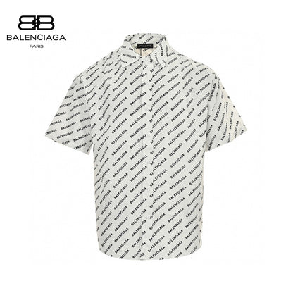 Balenciaga All-over Logo Print Shirt (white) Unisex Streetwear Limited Edition - This white Balenciaga shirt features an all-over logo print, creating a bold and contemporary look.
