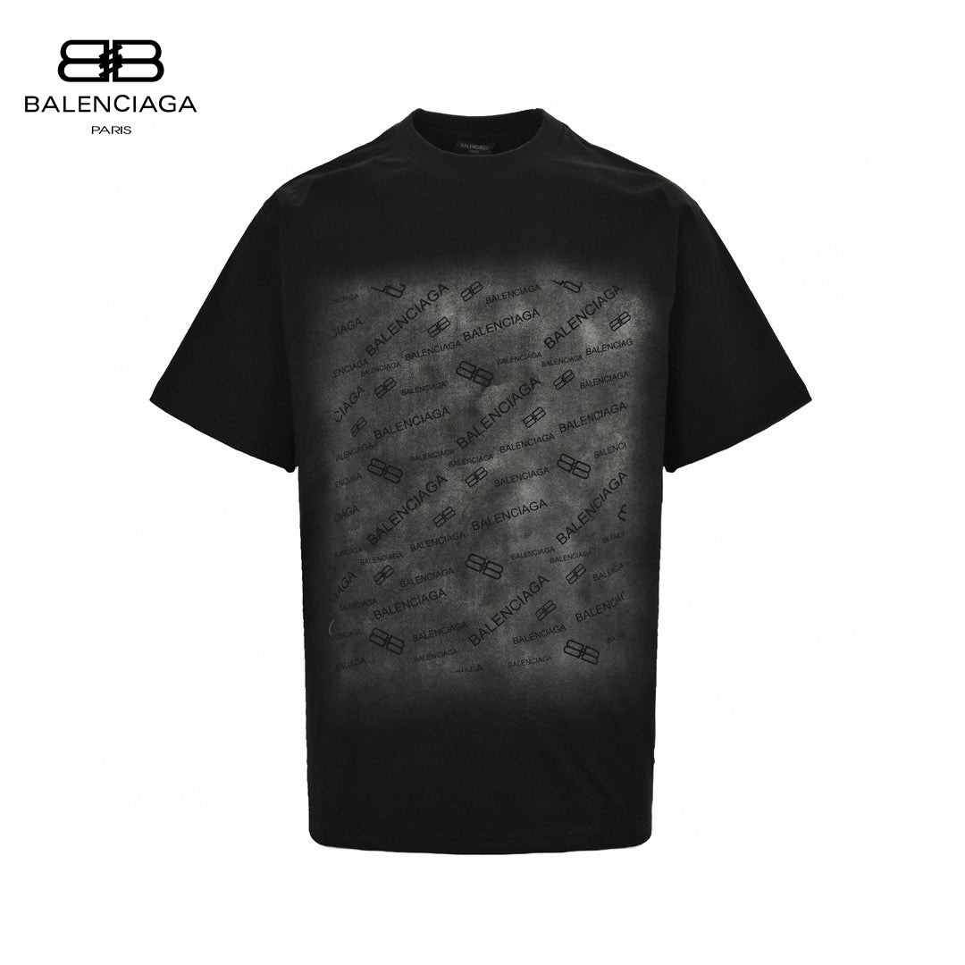 Balenciaga All-over Logo Print T-shirt (black) Unisex Streetwear Limited Edition - Make a bold statement with the Balenciaga All-Over Logo Print T-Shirt in black. This stylish