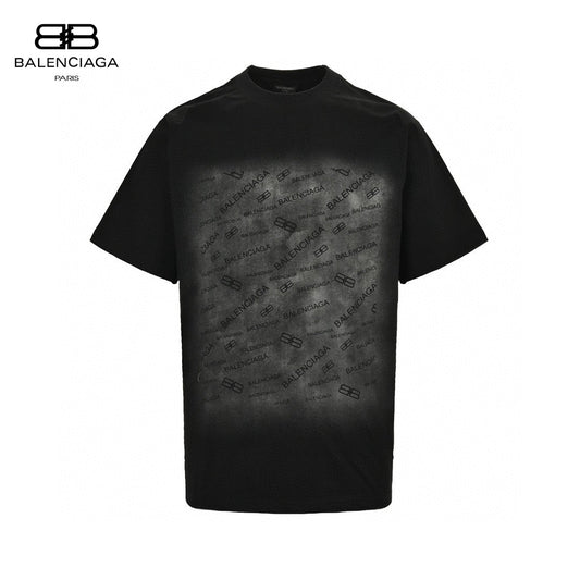 Balenciaga All-over Logo Print T-shirt (black) Unisex Streetwear Limited Edition - Make a bold statement with the Balenciaga All-Over Logo Print T-Shirt in black. This stylish