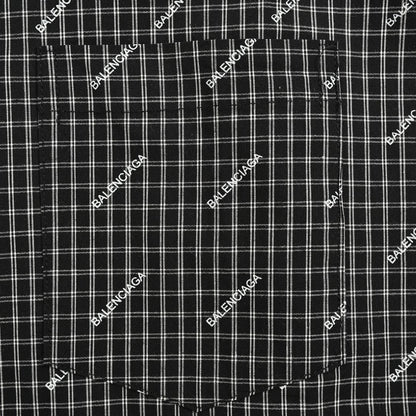 Chemise à carreaux à logo intégral de Balenciaga