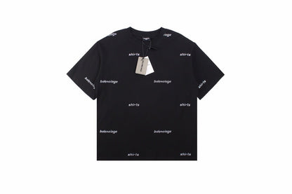 Balenciaga Allover Logo Print T-shirt - Black Unisex Streetwear Limited Edition - This unique Balenciaga t-shirt features an allover print of the brand's name in a repetitive,