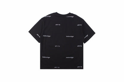 Balenciaga Allover Logo Print T-shirt - Black Unisex Streetwear Limited Edition - This unique Balenciaga t-shirt features an allover print of the brand's name in a repetitive,