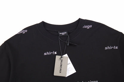 Balenciaga Allover Logo Print T-shirt - Black Unisex Streetwear Limited Edition - This unique Balenciaga t-shirt features an allover print of the brand's name in a repetitive,