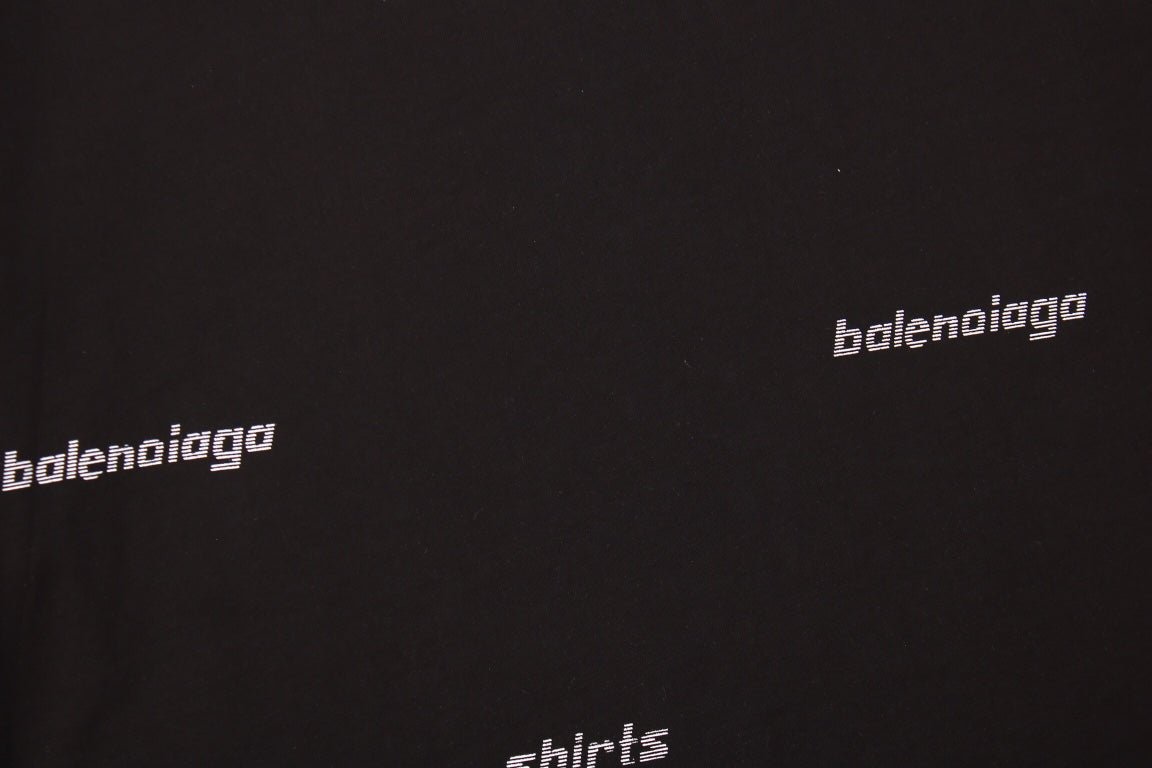 Balenciaga Allover Logo Print T-shirt - Black Unisex Streetwear Limited Edition - This unique Balenciaga t-shirt features an allover print of the brand's name in a repetitive,