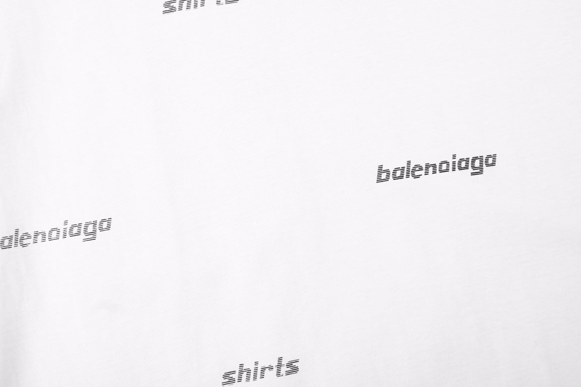 Balenciaga Allover Logo Print T-shirt - - White Unisex Streetwear Limited Edition - This clean white t-shirt from Balenciaga showcases an allover print of the brand's name in