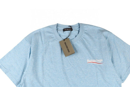 Balenciaga Basic Logo T-shirt - Light - Blue Unisex Streetwear Limited Edition - This light blue Balenciaga t-shirt features the brand's minimalist logo in a subtle navy print