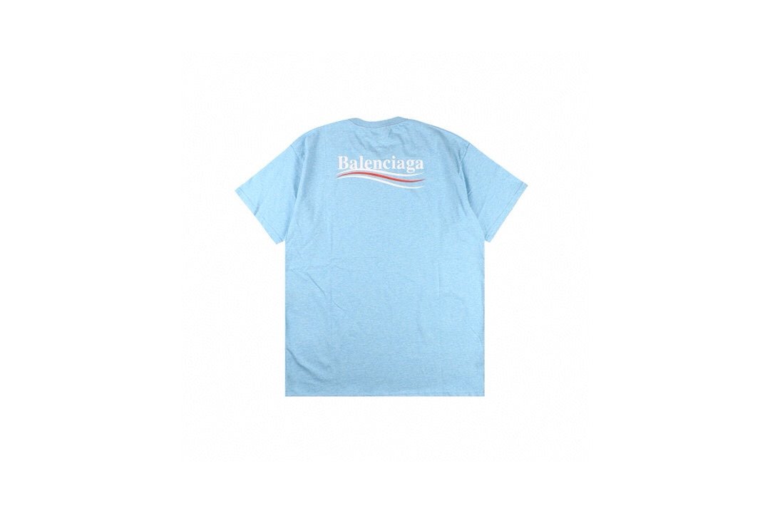 Balenciaga Basic Logo T-shirt - Light - Blue Unisex Streetwear Limited Edition - This light blue Balenciaga t-shirt features the brand's minimalist logo in a subtle navy print