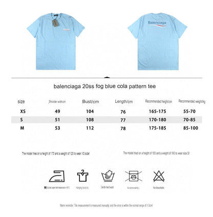 Camiseta Balenciaga Basic Logo - Azul claro