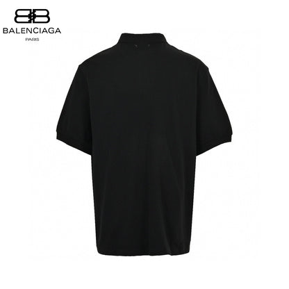 Balenciaga Bb Logo Polo Shirt - Black Unisex Streetwear Limited Edition - This Balenciaga polo shirt features a classic design with the 'BB' logo and 'Balenciaga' branding