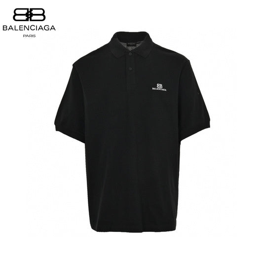 Balenciaga Bb Logo Polo Shirt - Black Unisex Streetwear Limited Edition - This Balenciaga polo shirt features a classic design with the 'BB' logo and 'Balenciaga' branding