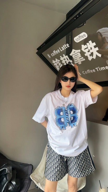 Camiseta Balenciaga con logo BB (blanca)