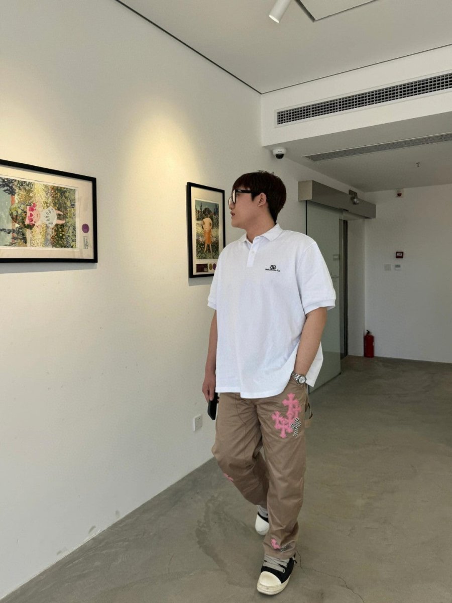 Balenciaga BB Logo White Polo Shirt - logo - replica sneakers