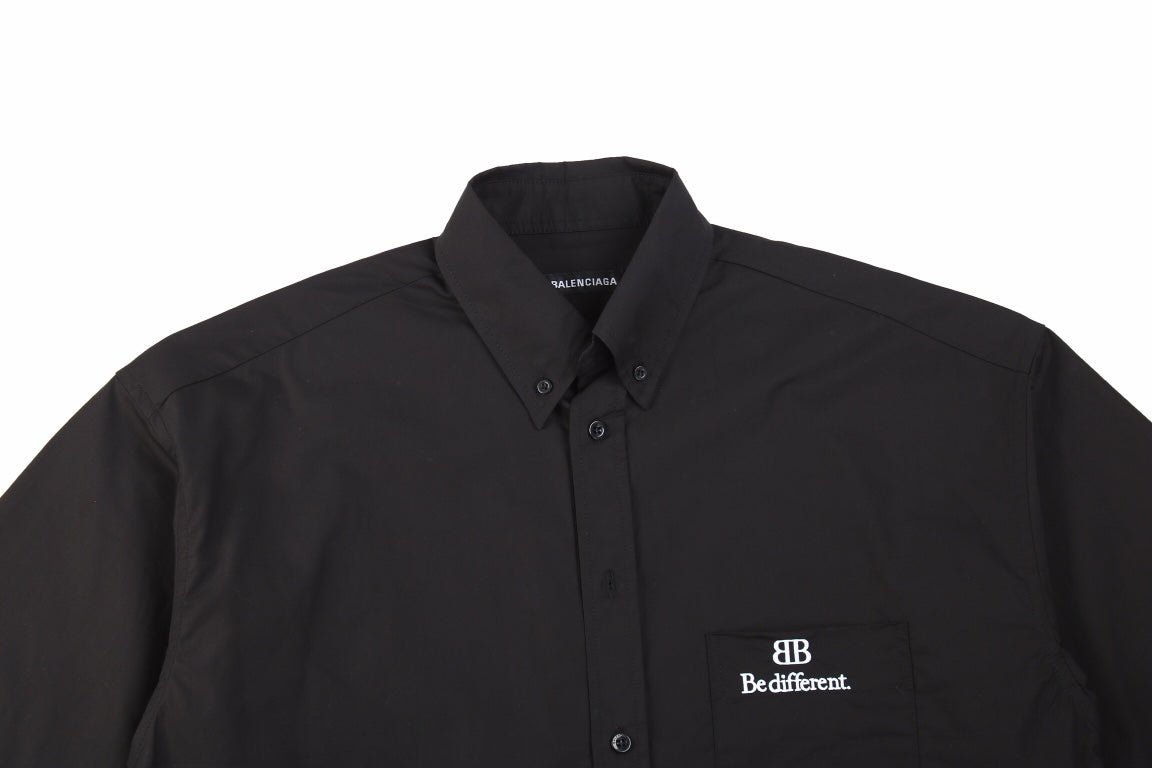 Balenciaga 'be Different' Campaign Shirt - Black Unisex Streetwear Limited Edition - This sophisticated black shirt from Balenciaga is part of their 'Be Different' campaign, emphasizing individuality