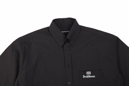 Balenciaga 'be Different' Campaign Shirt - Black Unisex Streetwear Limited Edition - This sophisticated black shirt from Balenciaga is part of their 'Be Different' campaign, emphasizing individuality
