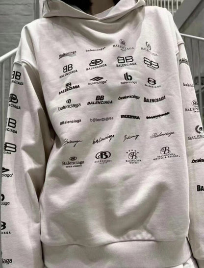 Sudadera Balenciaga Beige Multilogo