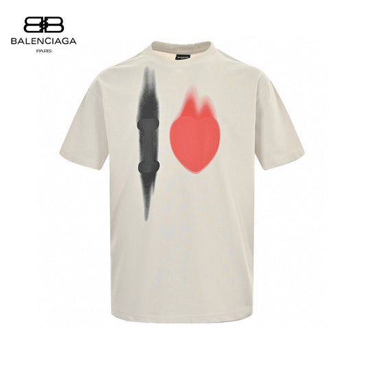 Balenciaga T-shirt With Abstract Graphic - Beige Unisex Streetwear Limited Edition - <span>Artistic and modern. Features an abstract graphic design. Made from high-quality fabric. Perfect for casual