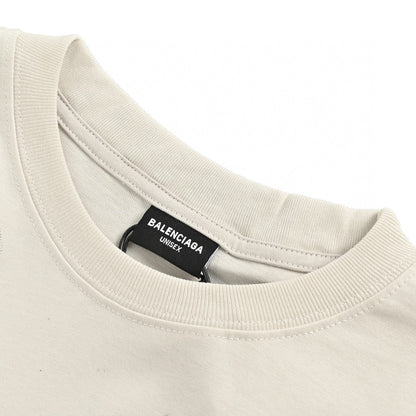 Balenciaga T-shirt With Abstract Graphic - Beige Unisex Streetwear Limited Edition - <span>Artistic and modern. Features an abstract graphic design. Made from high-quality fabric. Perfect for casual