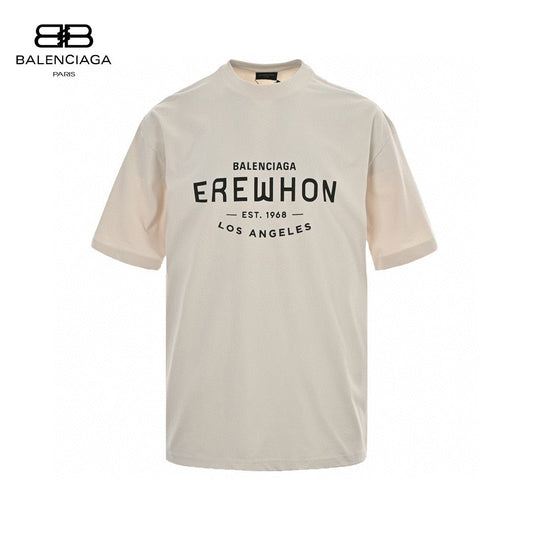 Balenciaga T-shirt With Erewhon Graphic - Beige Unisex Streetwear Limited Edition - <span>Casual and trendy. Features 'EREWHON' graphic with Balenciaga text. Made from high-quality fabric. Perfect fo