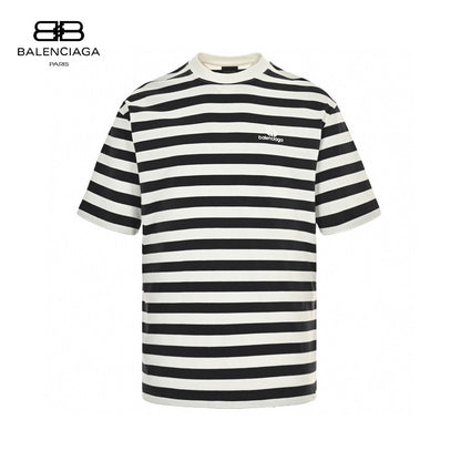 Balenciaga And White Striped T-shirt - Black Unisex Streetwear Limited Edition - <span>This Balenciaga t-shirt features a stylish black and white striped pattern. Made from high-quality cotton,