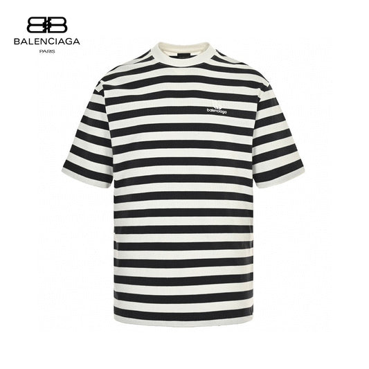 Balenciaga And White Striped T-shirt - Black Unisex Streetwear Limited Edition - <span>This Balenciaga t-shirt features a stylish black and white striped pattern. Made from high-quality cotton,