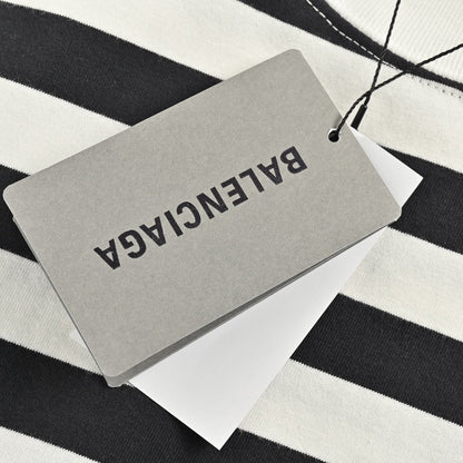 Balenciaga And White Striped T-shirt - Black Unisex Streetwear Limited Edition - <span>This Balenciaga t-shirt features a stylish black and white striped pattern. Made from high-quality cotton,