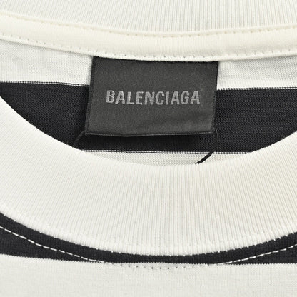 Balenciaga And White Striped T-shirt - Black Unisex Streetwear Limited Edition - <span>This Balenciaga t-shirt features a stylish black and white striped pattern. Made from high-quality cotton,
