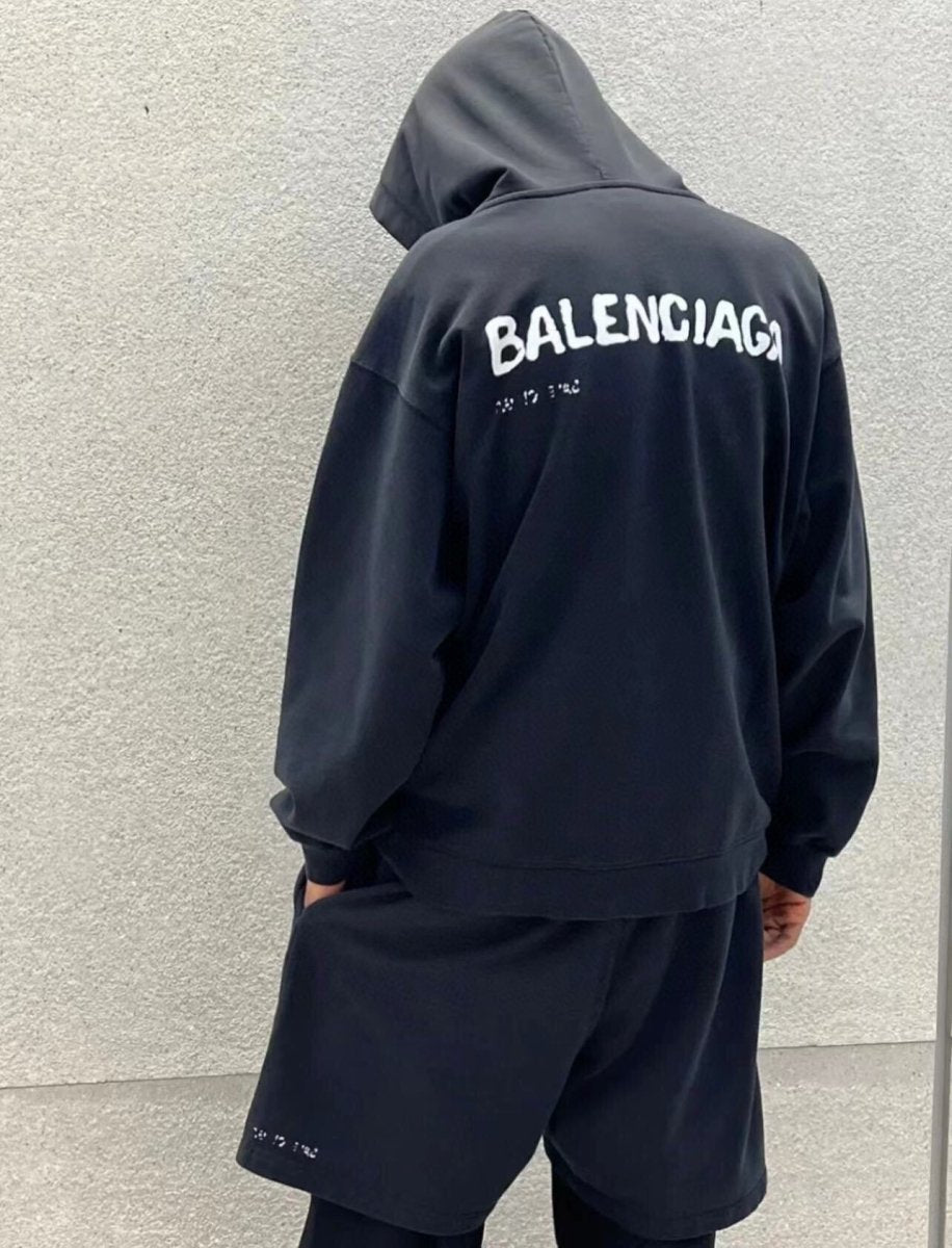 Sudadera Balenciaga negra con logo distorsionado