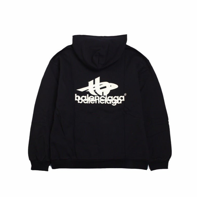 BALENCIAGA Graphic Logo Hoodie - Black Unisex Streetwear Limited Edition