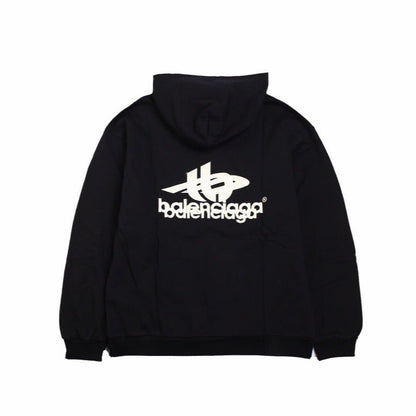 BALENCIAGA Graphic Logo Hoodie - Black Unisex Streetwear Limited Edition