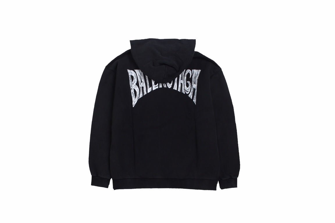 Balenciaga Hoodie - Black Unisex Streetwear Limited Edition - This Balenciaga hoodie features a classic, minimalist black design. It includes a drawstring hood and