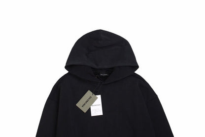 Balenciaga Hoodie - Black Unisex Streetwear Limited Edition - This Balenciaga hoodie features a classic, minimalist black design. It includes a drawstring hood and