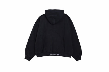 Balenciaga Hoodie With 'i Love' Graphic - Black Unisex Streetwear Limited Edition - This Balenciaga hoodie features a bold 'I Love' graphic in striking grey and red on