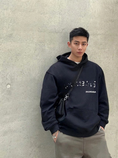 Sweat à capuche noir avec logo Balenciaga